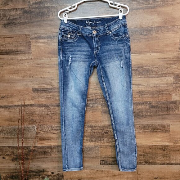 Ariya Jeans Size 12 Morocco Low Rise Skinny Button Flap Rhinestone Stretch Denim - Picture 1 of 11